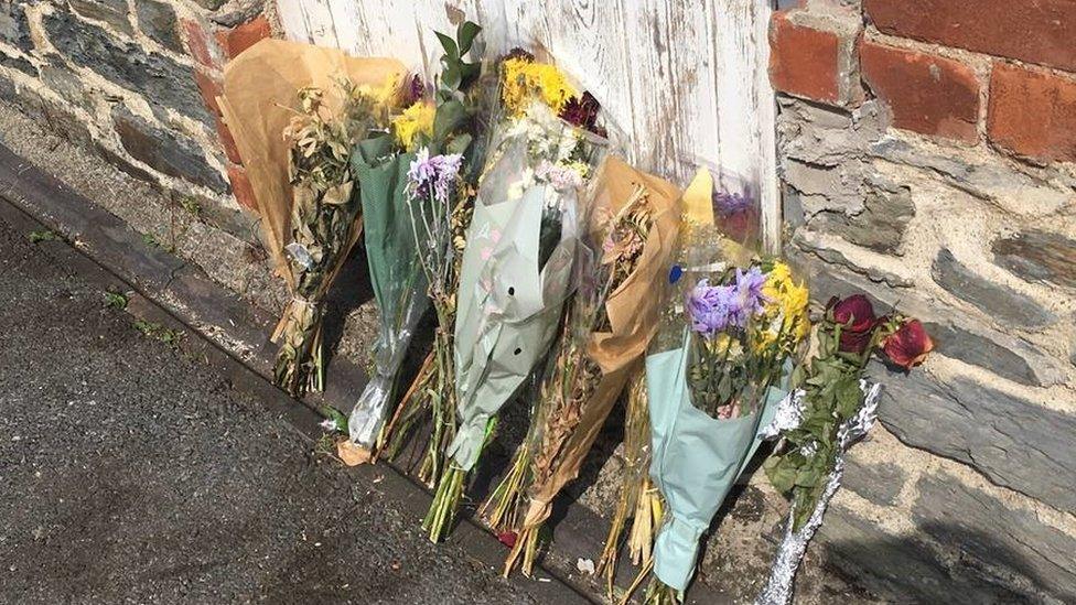 Flowers left at the scene