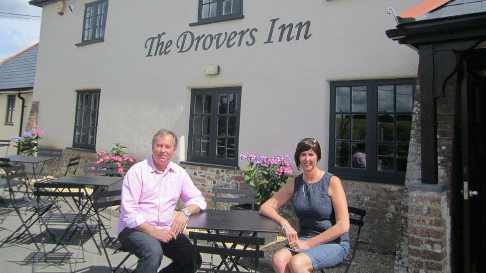 Stephen and Barbara Aldred outside The Drovers Inn