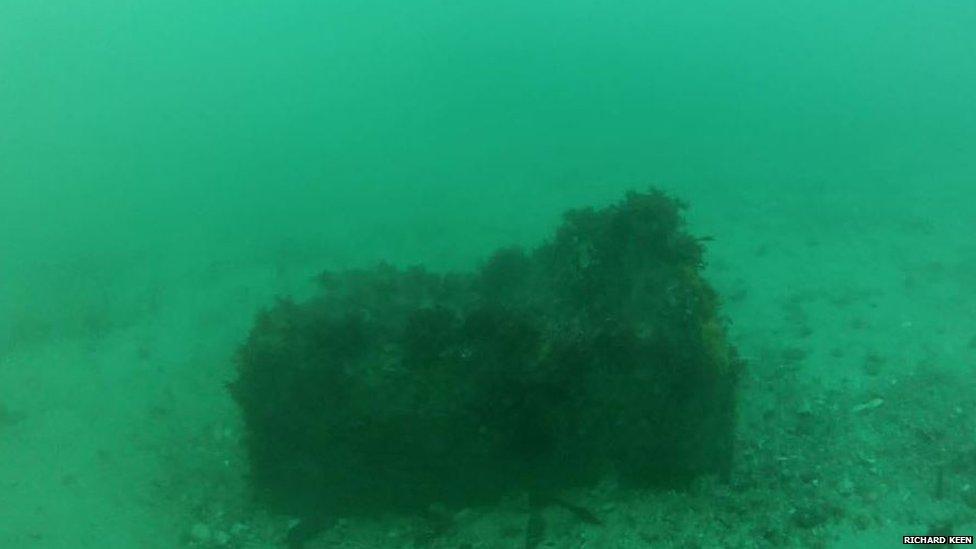 Parachute mine near Castel Cornet, Guernsey, 31 March 2018