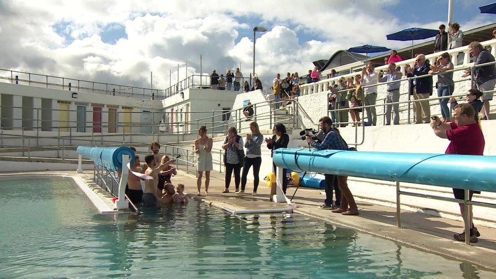 People in jubilee pool n opening day