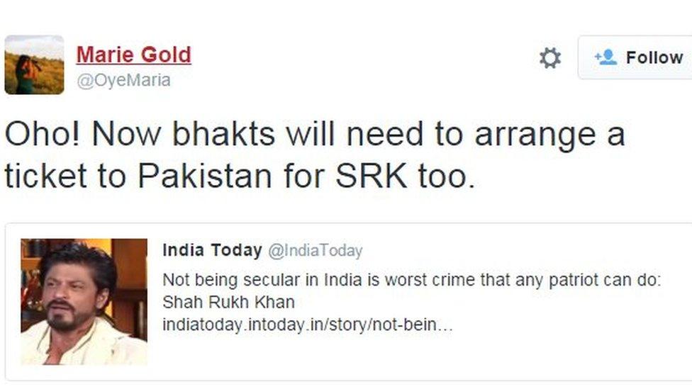 Oho! Now bhakts will need to arrange a ticket to Pakistan for SRK too.