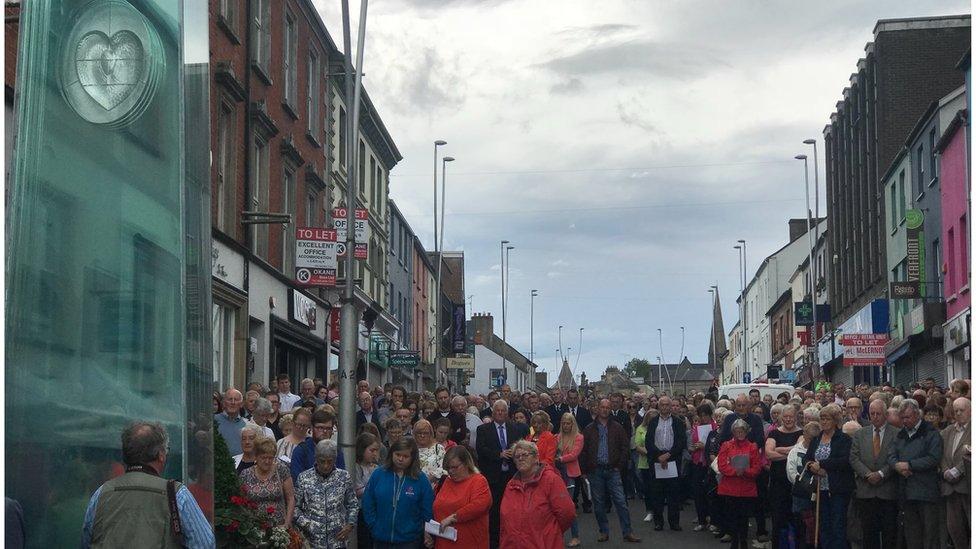 Hundreds of people gathered on Market Street