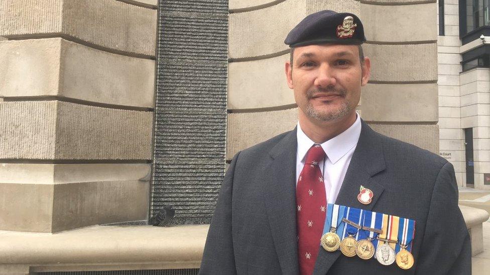 Veteran Ken Nash, 40, from North Yorkshire, in Paternoster Square