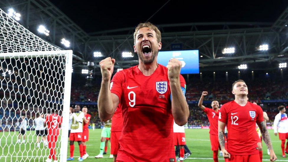 Kane celebrating at 2018 World Cup