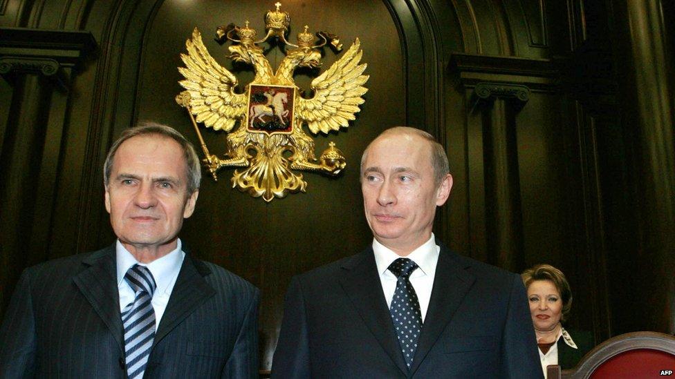 Russian President Vladimir Putin (right) and Chairman of the Russian Constitutional Court Valery Zorkin, 2007 pic