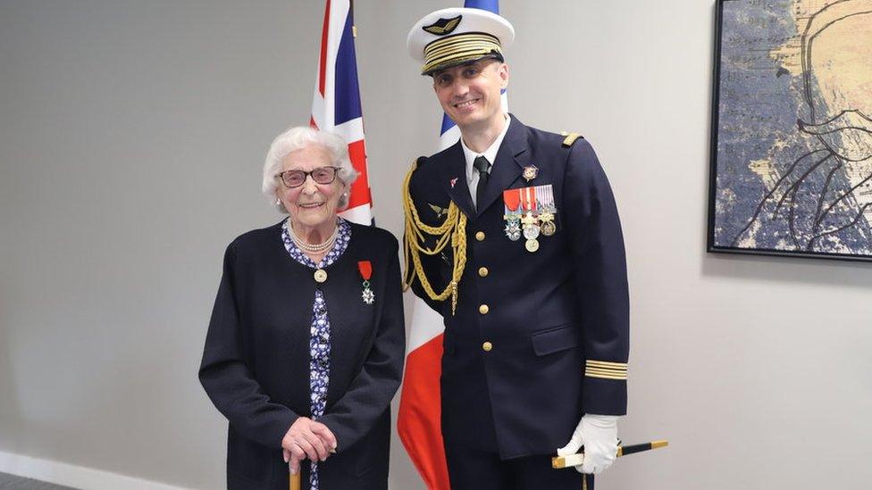 Charlotte Webb receiving her Legion d'Honneur