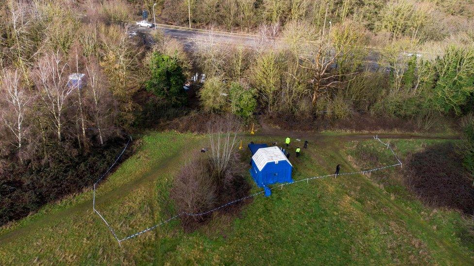 Drone picture of where the human bones were found near Hardingstone