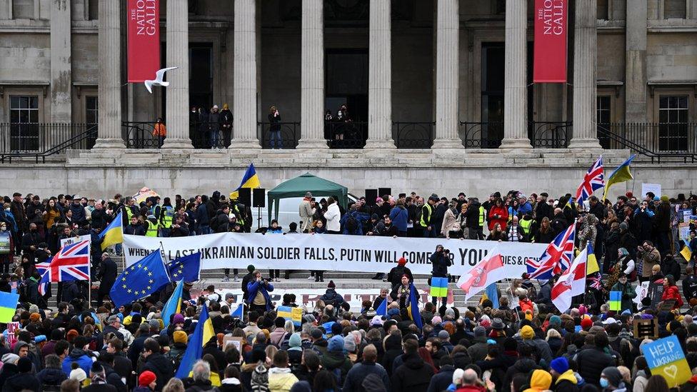 A protest against Russia's invasion of Ukraine