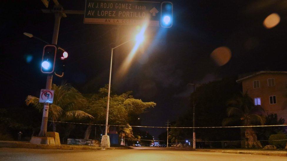 The streets are void of people after a shooting that erupted ensuing an attack against the building of the Quintana Roo State Prosecution, in Cancun, Mexico