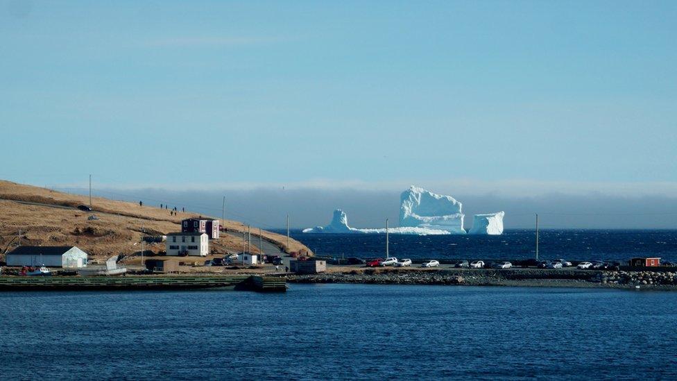 The first iceberg of the season passes the South Shore, also known as "Iceberg Alley", near Ferryland Newfoundland, Canada April 16, 2017.