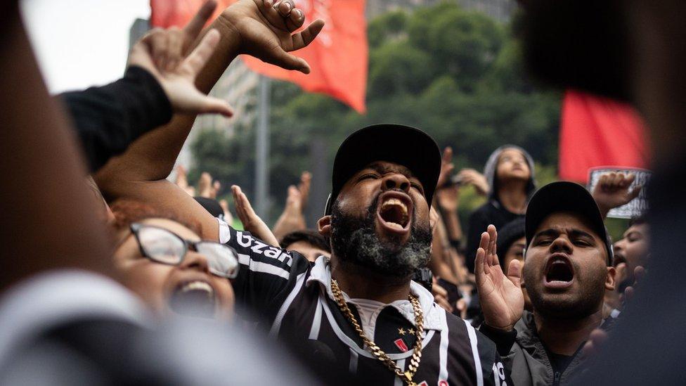 Protesters in São Paulo