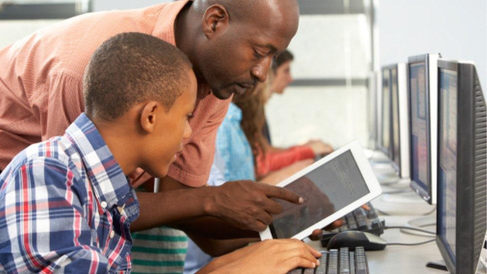 Boy using a computer