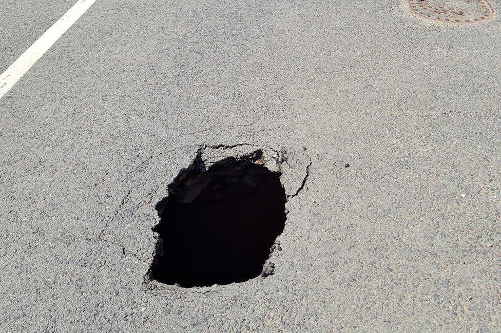 Sinkhole in Kilton Road, Worksop