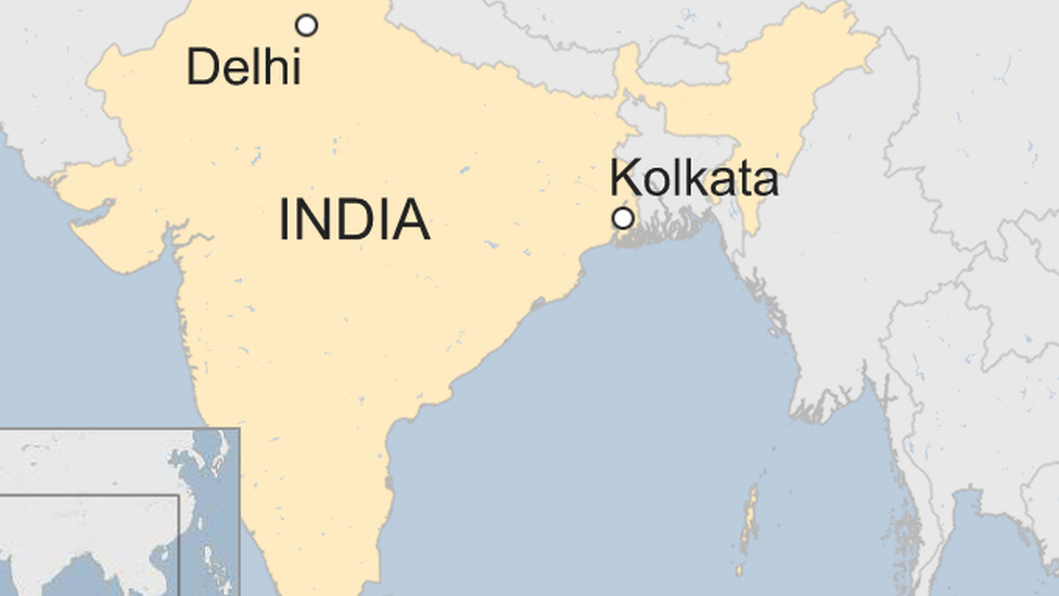 A ̳ map showing the location of Kolkata (Calcutta) in West Bengal, India