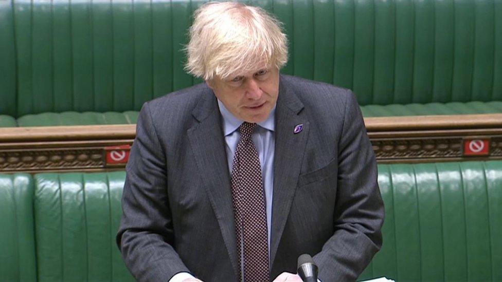 PM Boris Johnson speaking in the House of Commons.