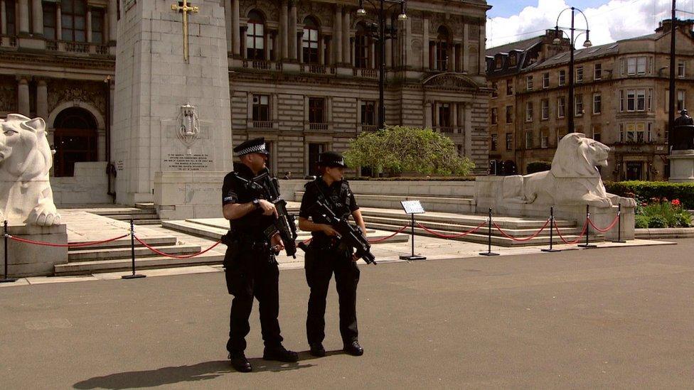 Armed police in Glasgow