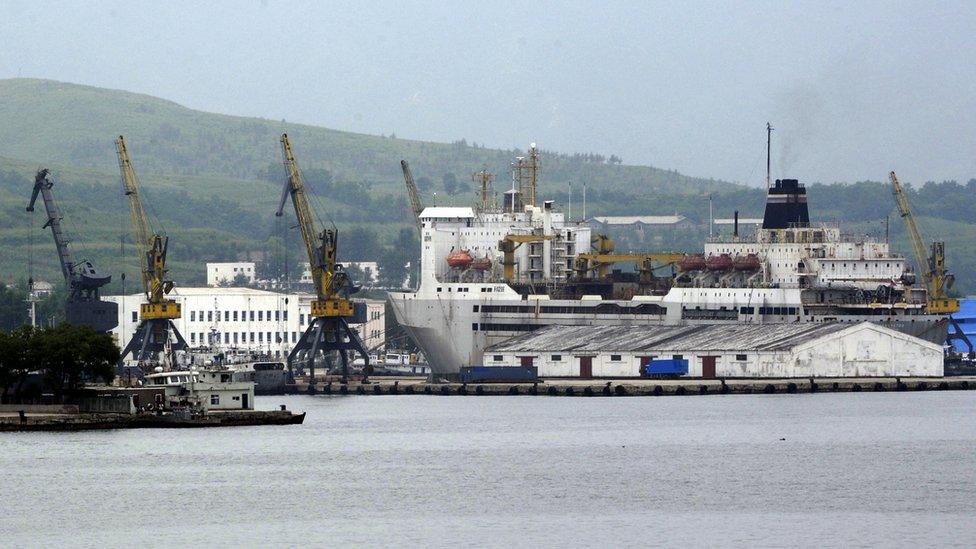 The shipping port of Rason in North Korea, established to promote economic growth through foreign investment