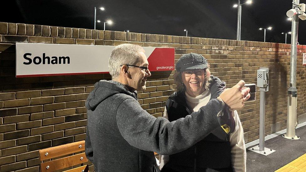 People on platform at Soham railway station