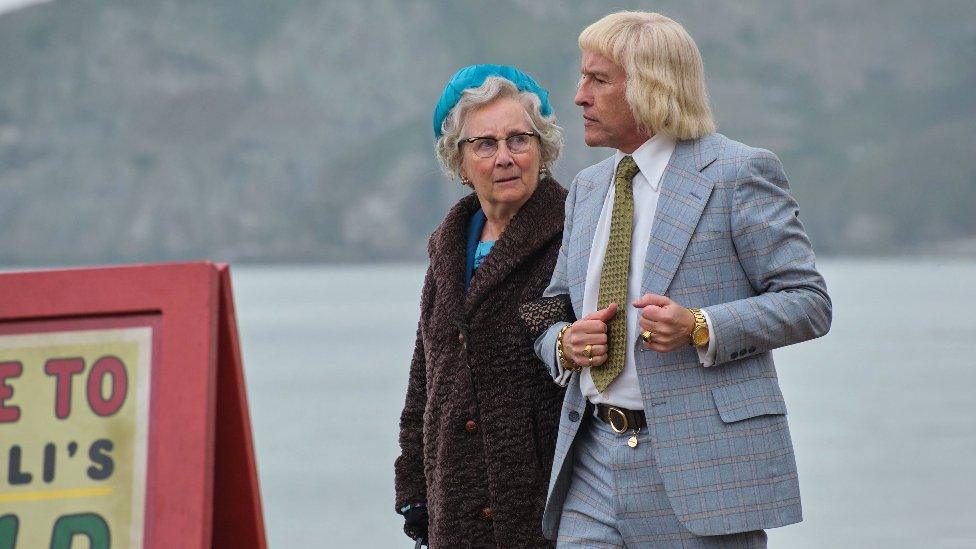 Agnes Savile (Gemma Jones) and Jimmy Savile (Steve Coogan)