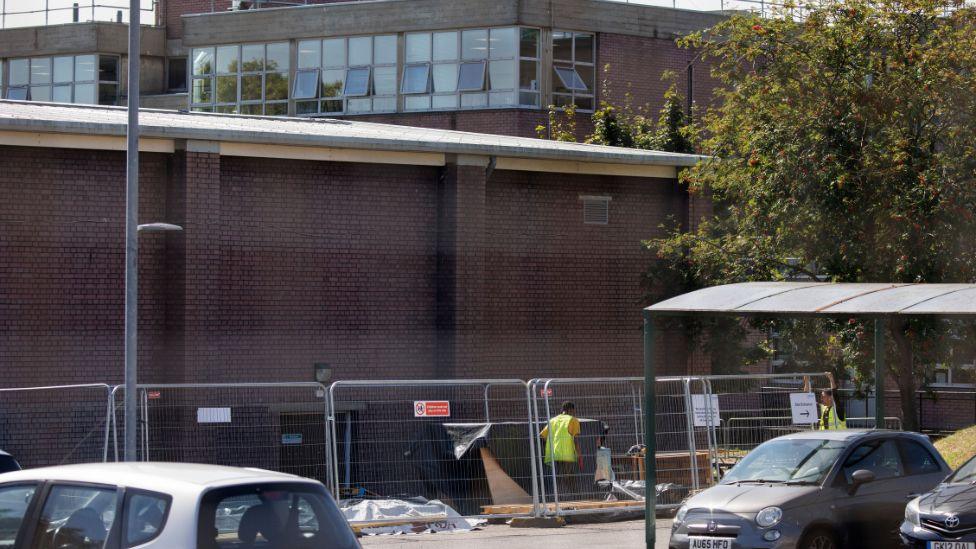 Work takes places to fix issues related to reinforced autoclaved aerated concrete (RAAC) at Hornsey School for Girls in London