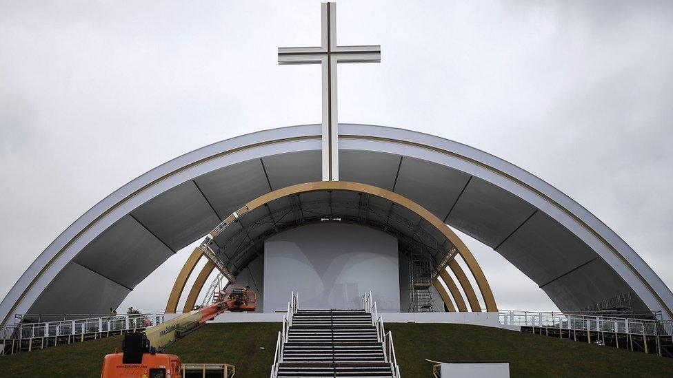 The stage constructed in Dublin's Phoenix Park for the Papal Mass