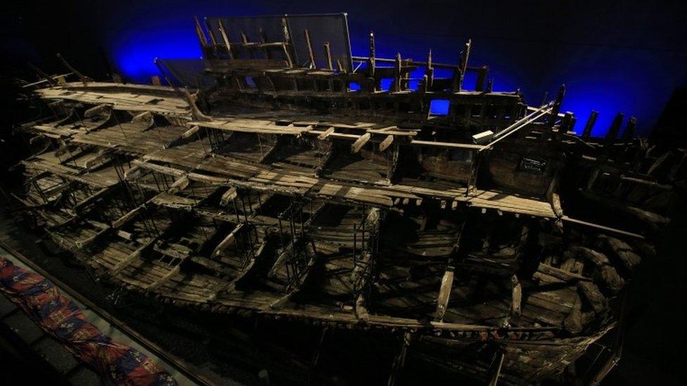 The remains of the Mary Rose at the Portsmouth Historic Dockyard