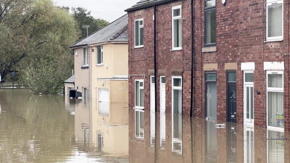 Flooded homes in Catcliffe