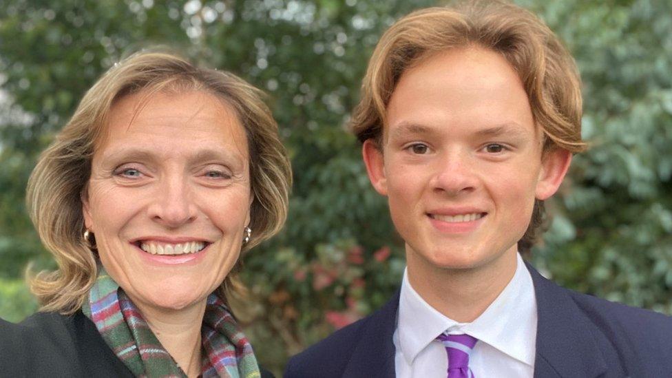 Lisa Kerr, principal at Gordonstoun School, with her student Valentin