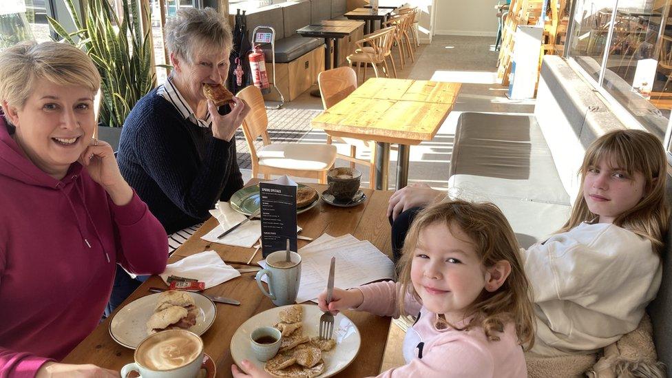 Tracey James with her mum Gloria Davies and her granddaughters Layla who is five and Charlie who is ten