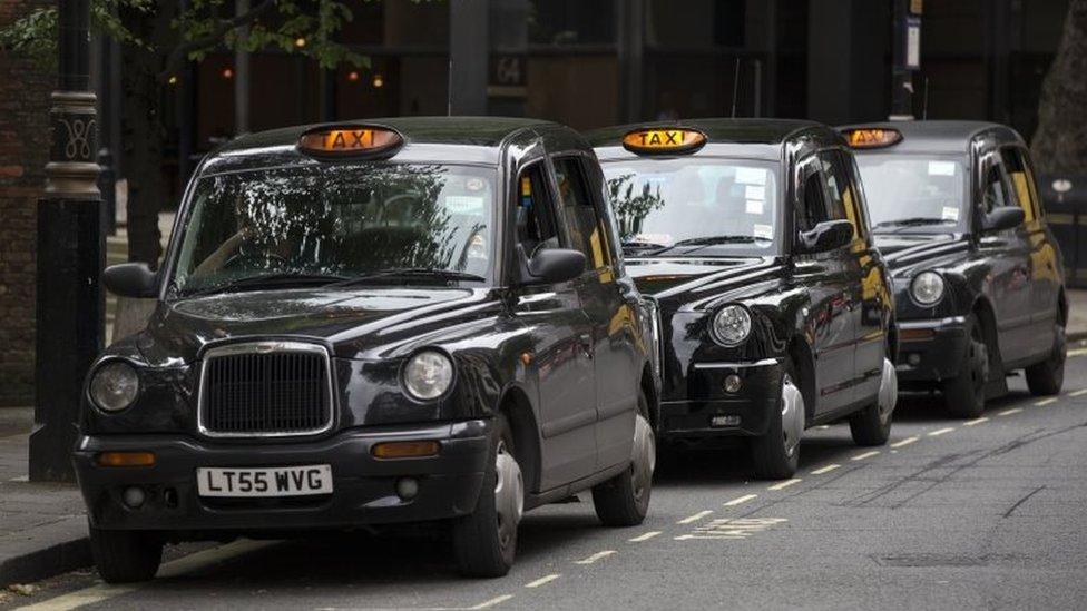 Black cab taxi rank