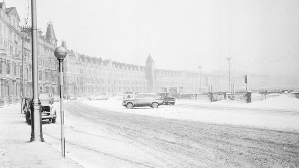 Snow on Douglas Promenade in 1963