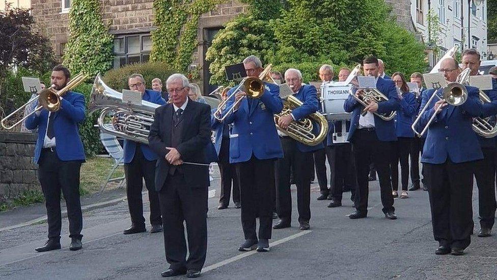 Stacksteads Brass Band playing in a contest in Saddleworth and Tameside