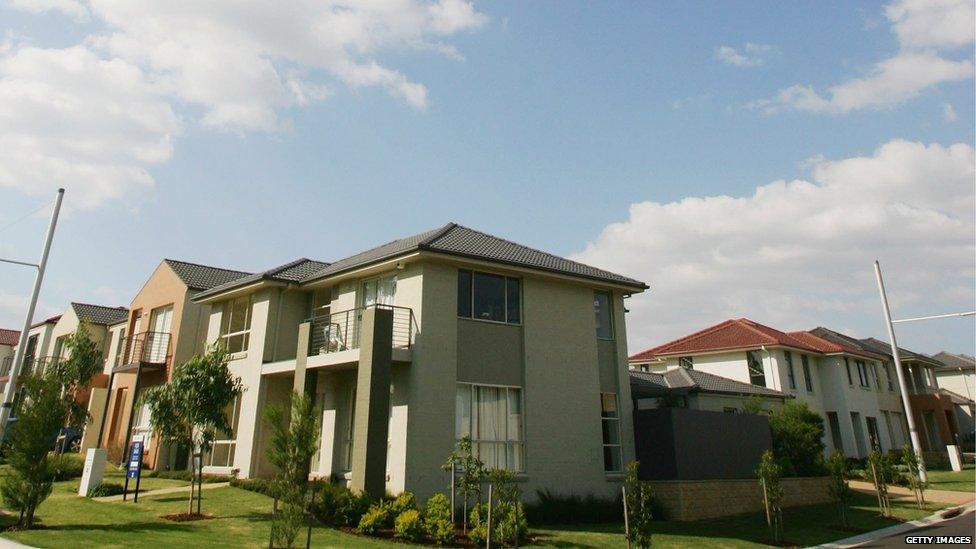 A row of suburban houses