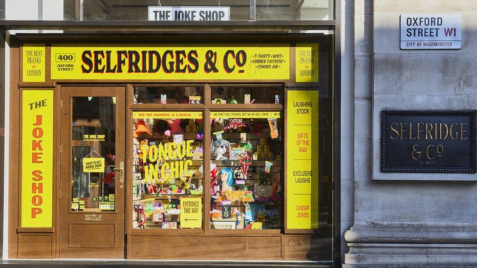 Frontage of Selfridges' newly opened pop-up store