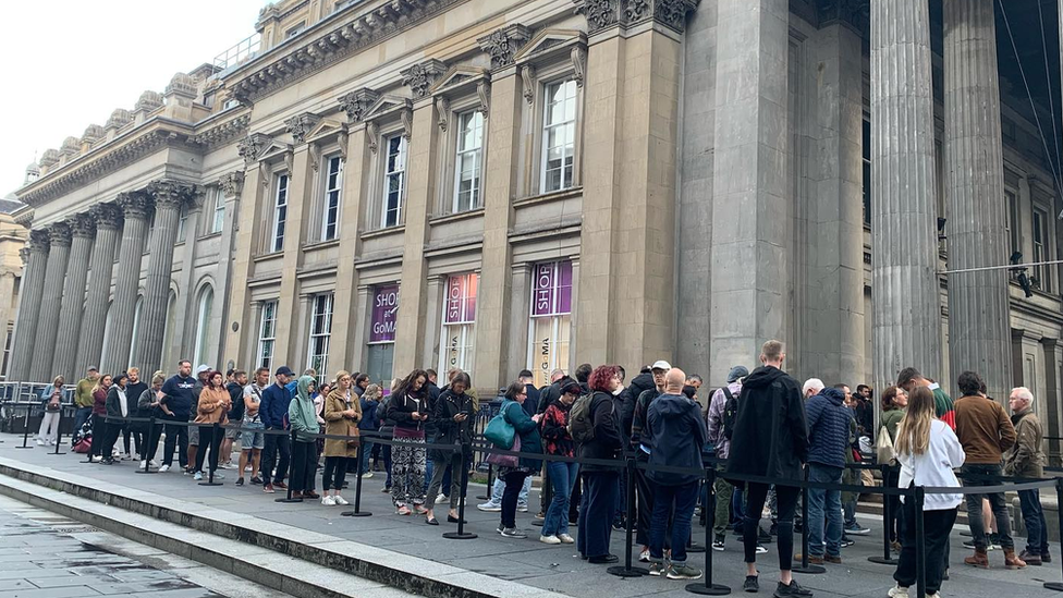 A queue of people hoping to get tickets on the day had formed by 07:30 on Sunday