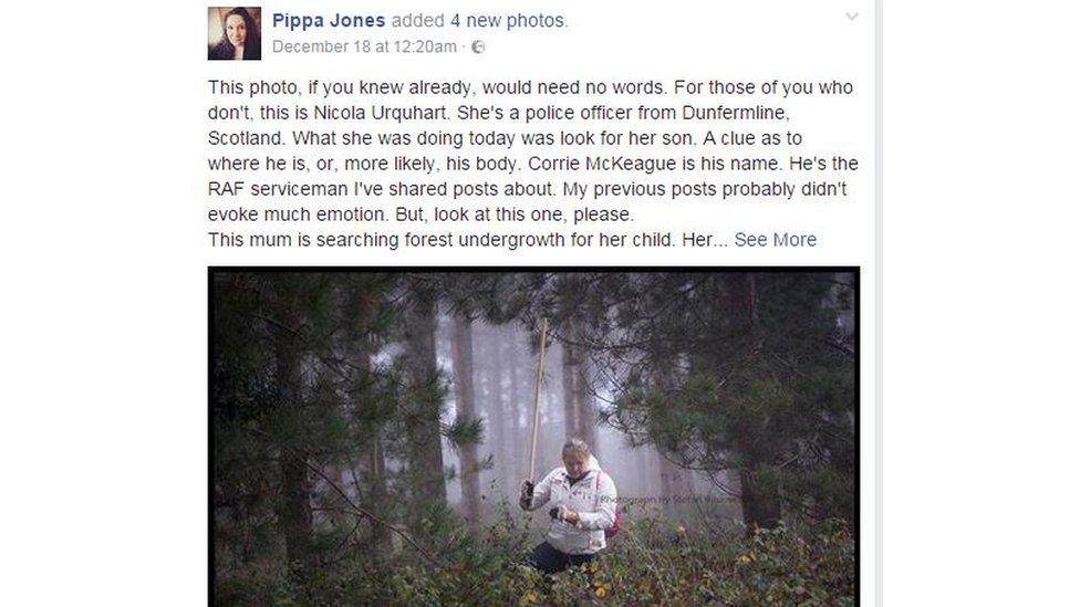 Pippa Jones' Facebook post