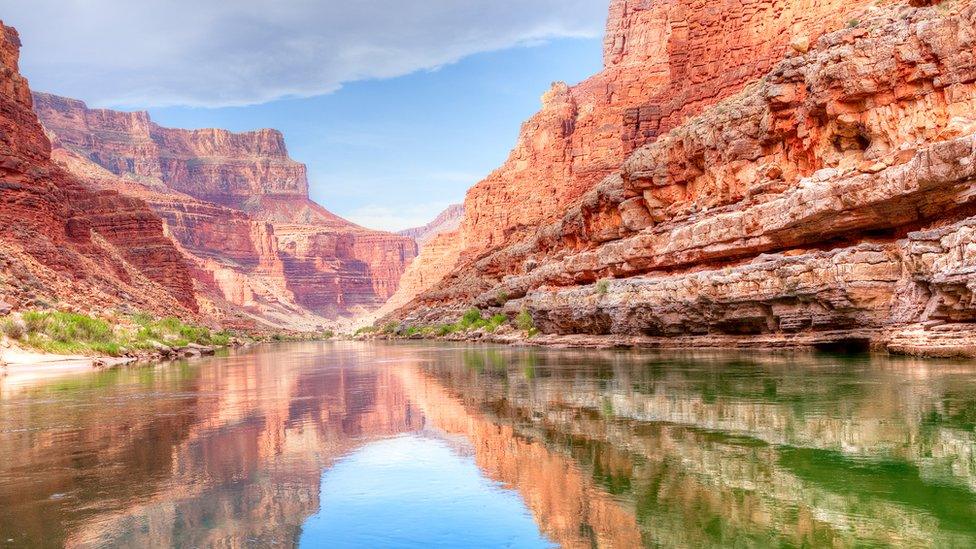 Layers of rock visible in the Grand Canyon.