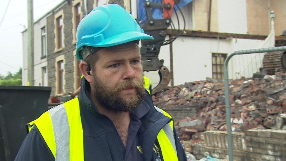 Huw Davies, who runs Ian Davies Plant Ltd, at the site of the explosion