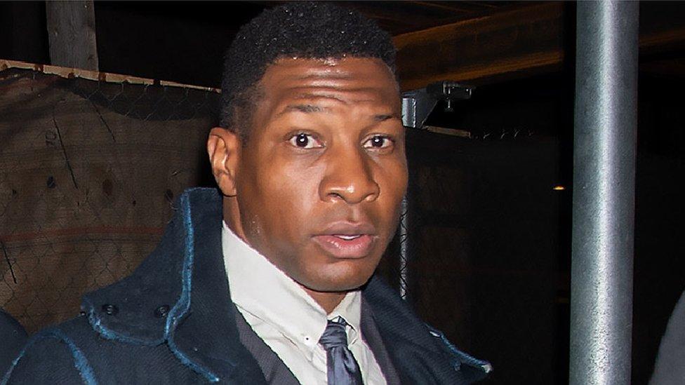 Jonathan Majors is seen leaving court on December 8, 2023 in New York