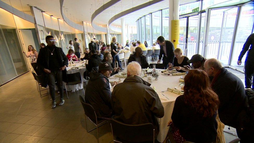 guests eating at tables