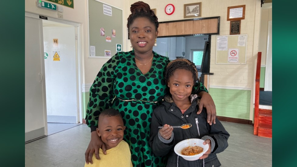 Rachel Adelakun with her children