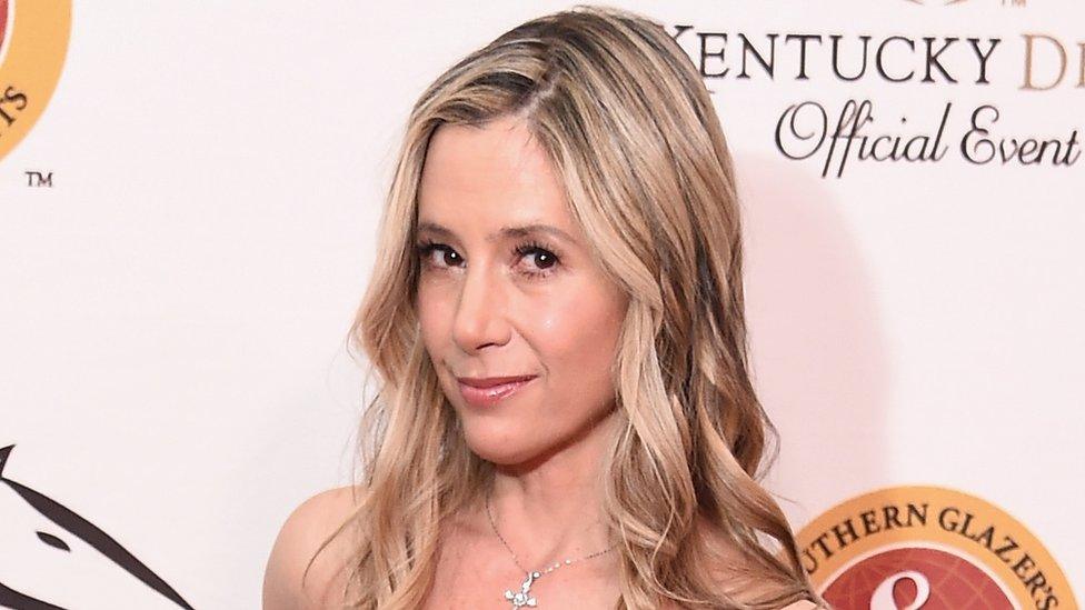 Mira Sorvino poses for the camera at the Kentucky Derby in early 2017