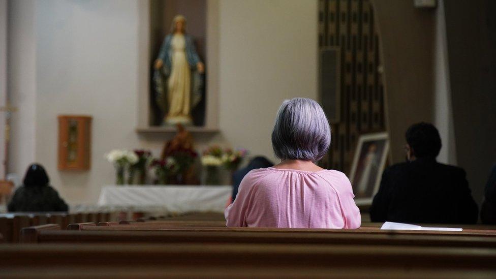 Woman in church