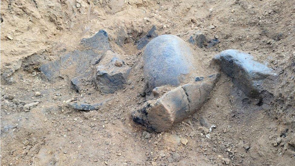 Pottery uncovered at the site