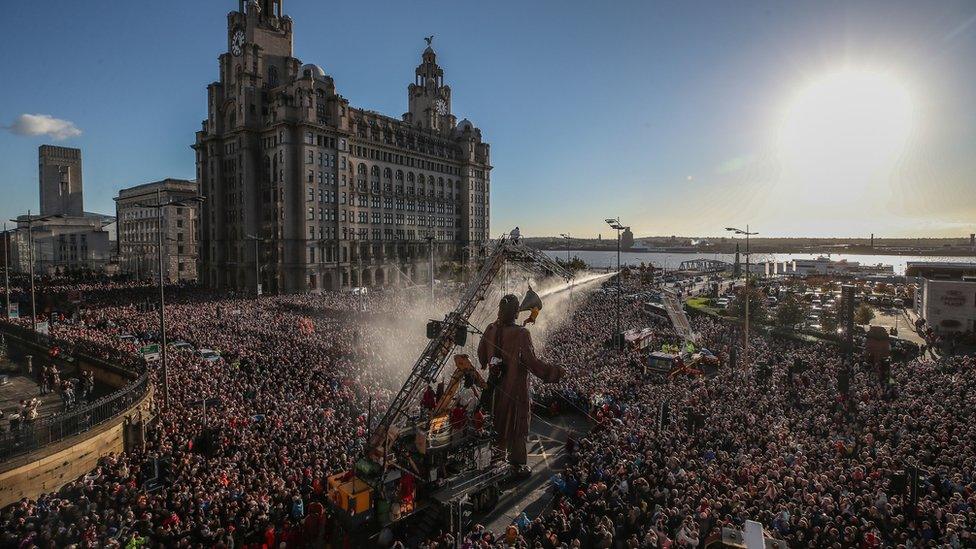 Crowds on Liverpool Waterfront