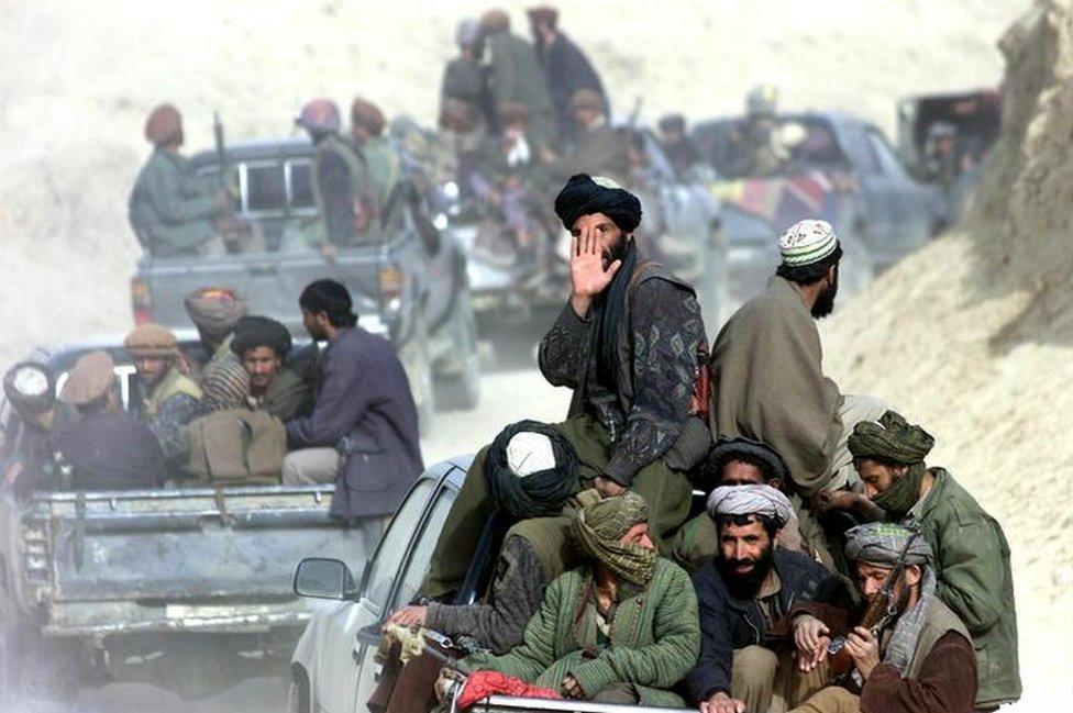 File photo of Taliban fighters in northern Afghanistan 2001