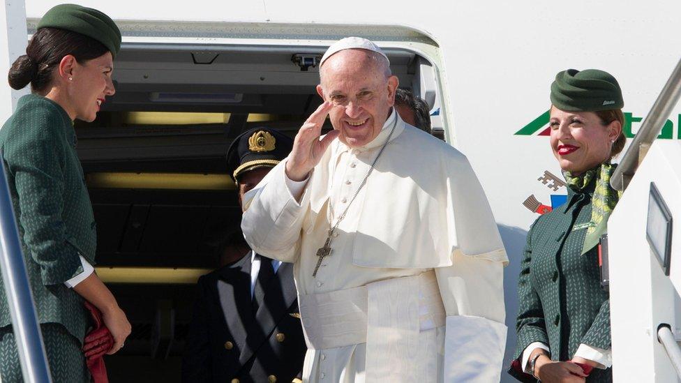 Pope boards flight