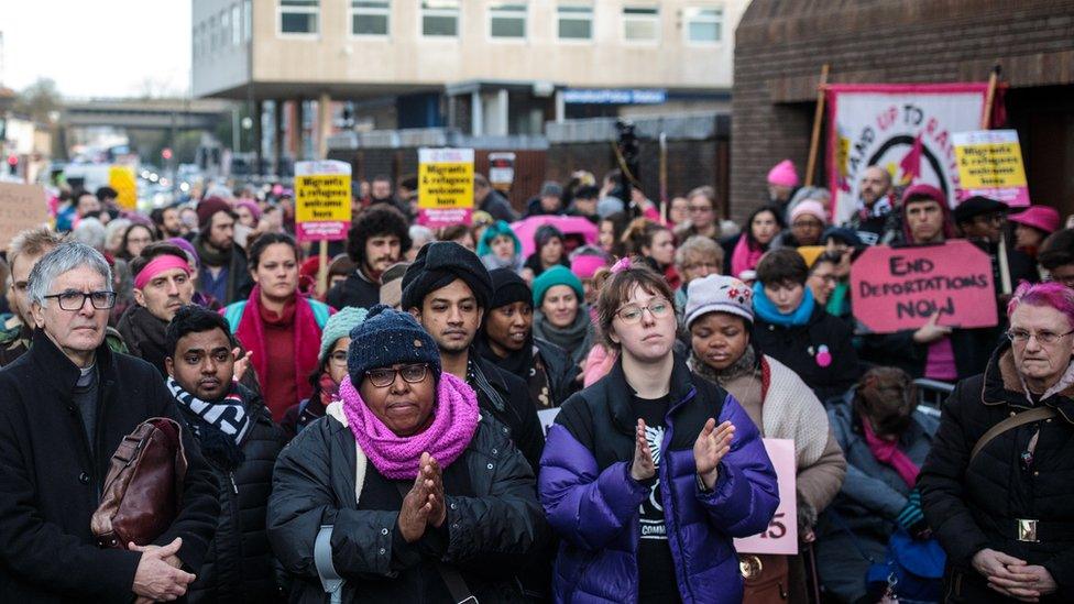 Protesters outside Chelmsford Crown Court