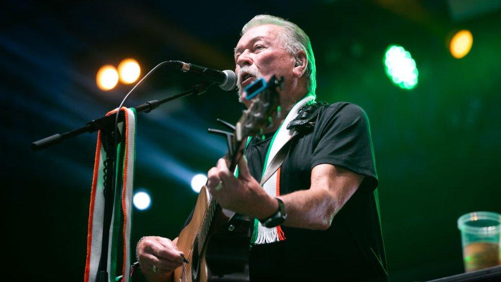 Tommy Byrne of The Wolfe Tones performing in west Belfast