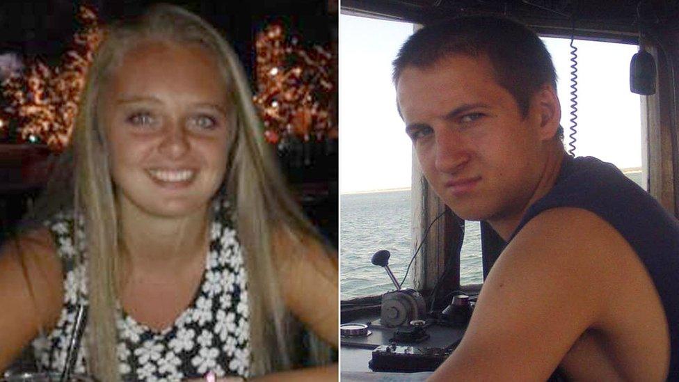 Michelle Carter (L) and Conrad Roy